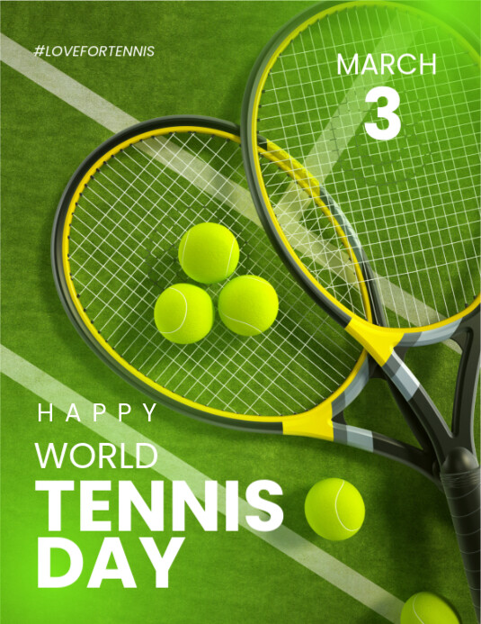 White Gradien World Tennis Day Pamflet (letter As) template