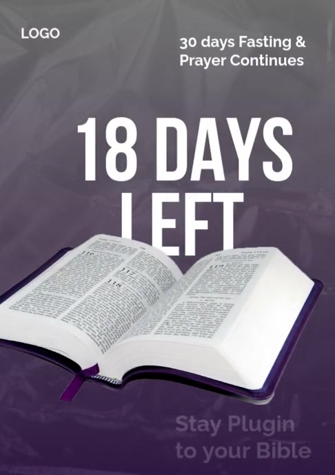 White Gradient 18 Days Left Prayer And Fasting Poster A3 template
