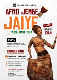 White Gradient Afro Concert Club Tour Poster A3 template