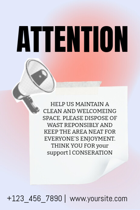 White Gradient Attention Poster template
