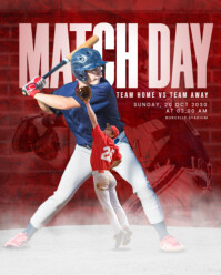 White Gradient Baseball Match Day Instagram Portrait template