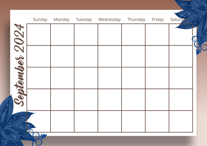 White Gradient Blank Calendar  A4 template