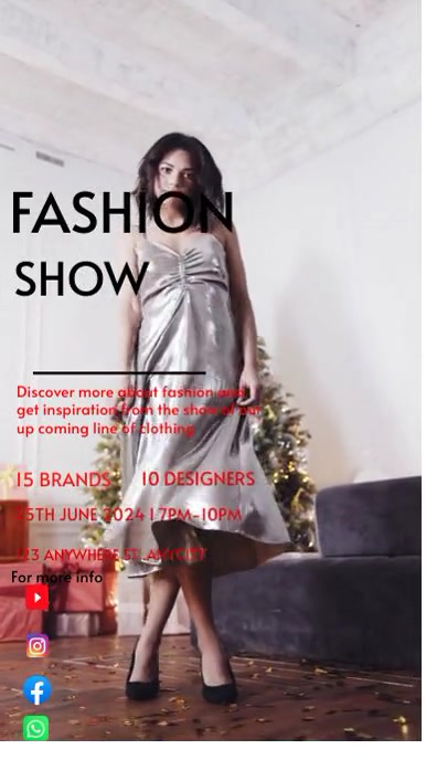White Gradient Fashion Show Digital Display ( งานแสดงผลงานแบบดิจิทัล (9:16) template