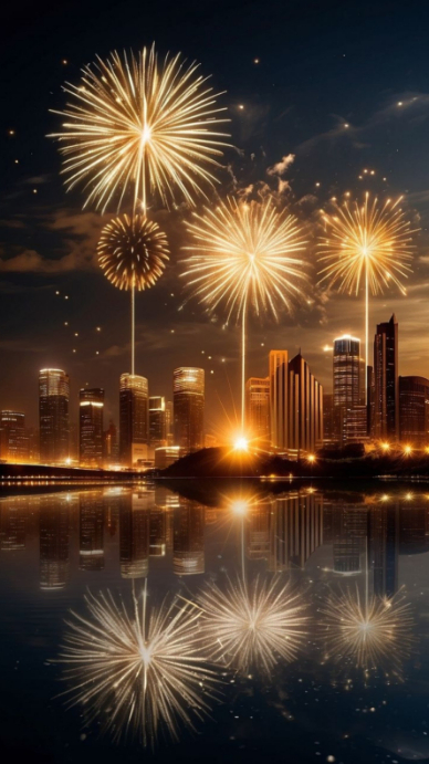 White Gradient Golden Fireworks City Skyline Celebration Instagram ...