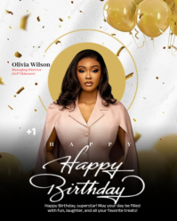 White Gradient Happy Birthday  Instagram Portrait template