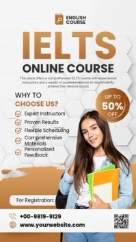 White Gradient Ielts Online Course Ads Instagram Reel template