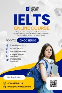 White Gradient Ielts Online Course Poster template