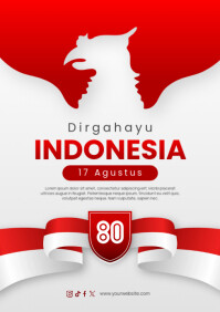 White Gradient Independence Day Of Indonesia A4 template