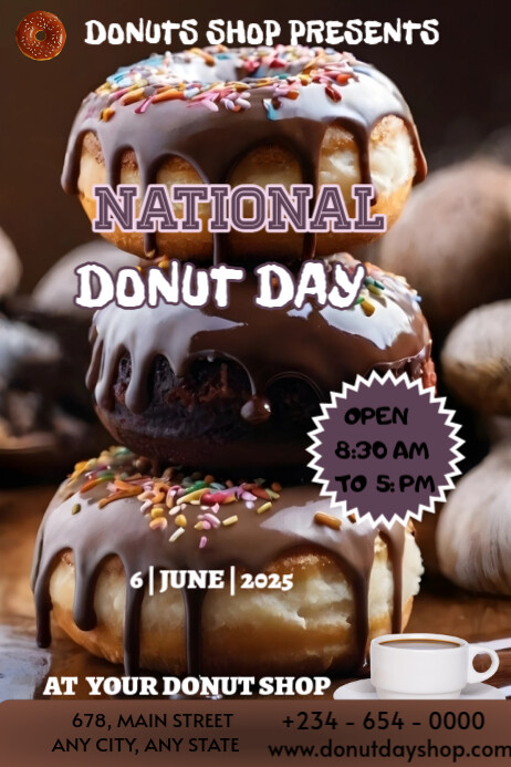 White Gradient It's Donut Day  Poster template