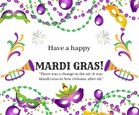 White Gradient Mardi Gras Carnival Celebration Cards Medium Rectangle Rectángulo Mediano template