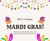 White Gradient Mardi Gras Carnival Celebration Cards Medium Rectangle Persegi Panjang Sedang template