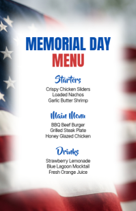 White Gradient Memorial Day Menu Half Page Wide Halv side bred template