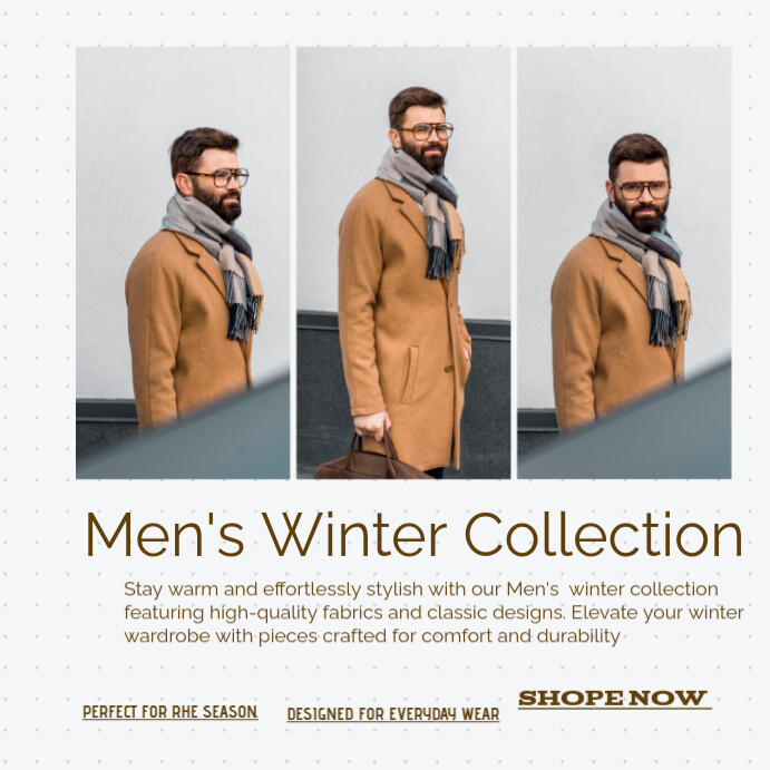 Brown and Cream Clean minimal winter collection Instagram Post template