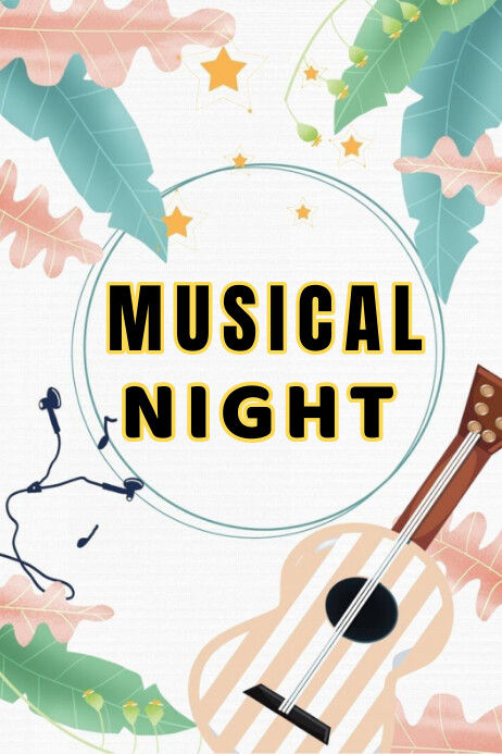 White Gradient Musical Night Instrument P Po Template | PosterMyWall