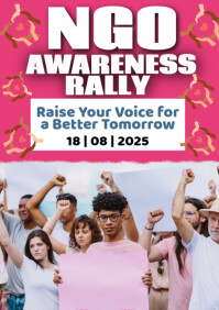 White Gradient Ngo Awareness Rally  A1 template