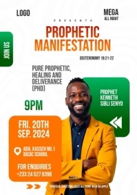 White Gradient Orange Prophetic Manifestation Church Poster A3 template