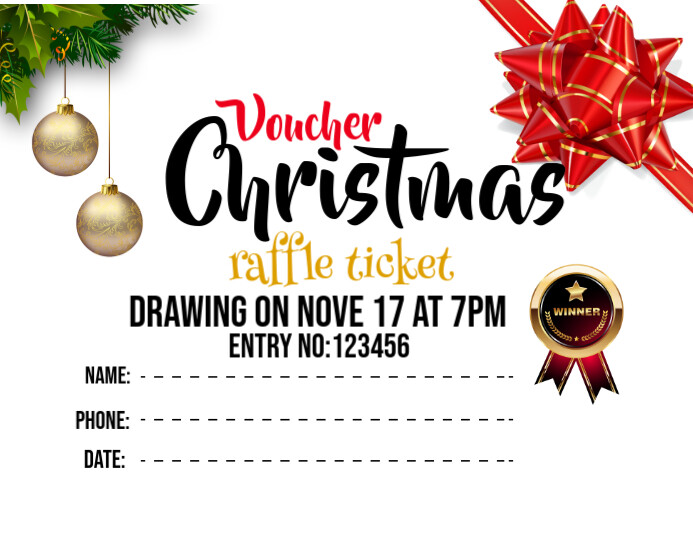 White Gradient Raffle Tickets ,voucher Christmas Flyer (us Letter ...