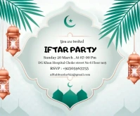 White Gradient Ramadan Mubarak Iftar Party Invitation Cards Medium Rectangle Persegi Panjang Sedang template