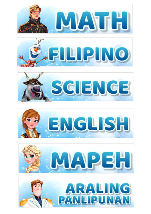 White Gradient Subject Labels A4 template