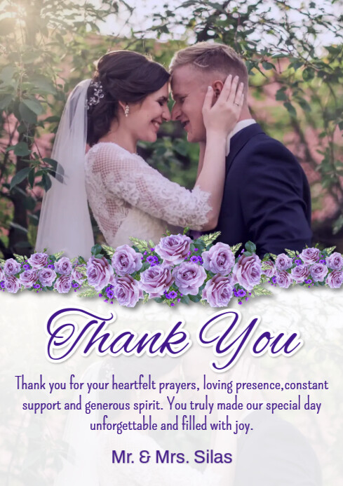 White Gradient Thank You Card  A4 template