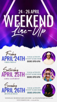 White Gradient Weekend Event Line-Up Instagram Story Video template
