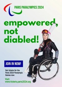 White Gradient Wheelchair Athlete Paralympic A3 template