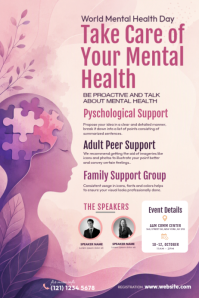 White World Mental Health Day 海报 Template