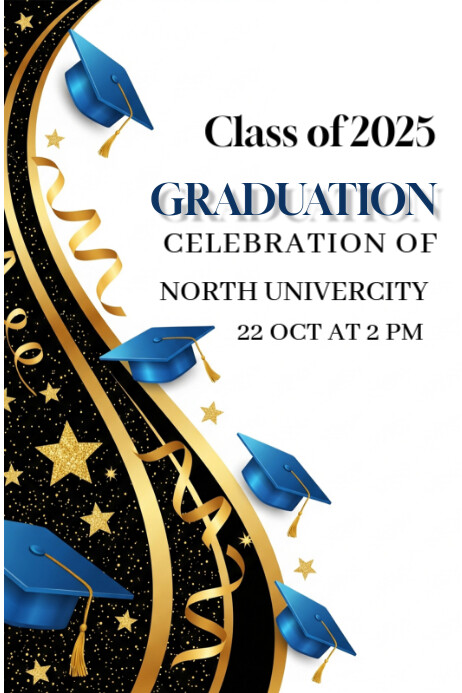 White Graduation Celebration Poster Cartaz template