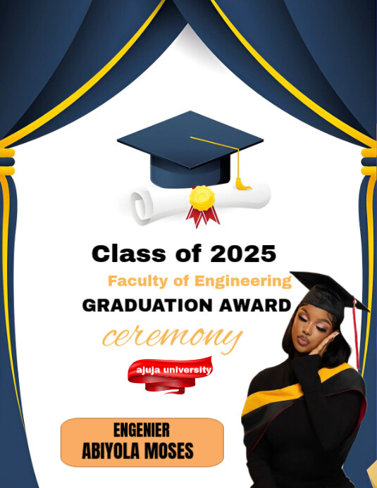 White  Graduation Ceremony Flyer (us Letter) template