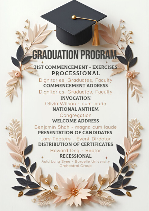 Copy of White Graduation Program A5 | PosterMyWall