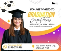 White Graduation Virtual Party Medium Rectang template
