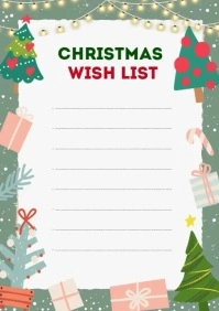 White Green Christmas Wish List A4 template