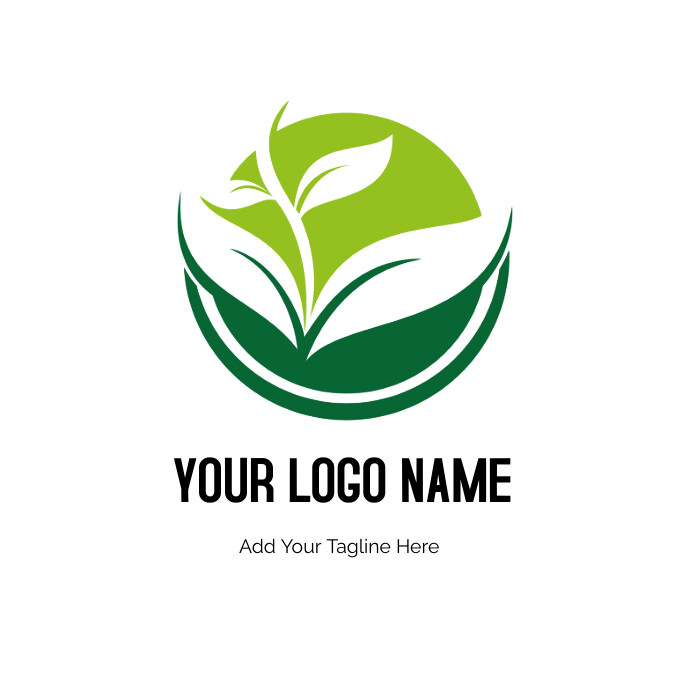 White Green Leaves Illustration, Logo template