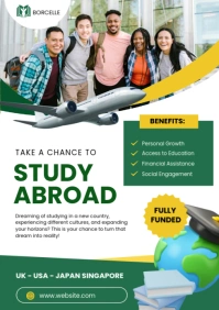 White Green Modern & Minimal Study Abroad A4 template