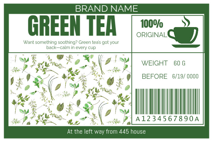 White  Green Tea Label Label template