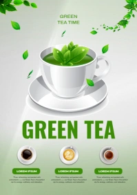 White  Green Tea Poster A4 template