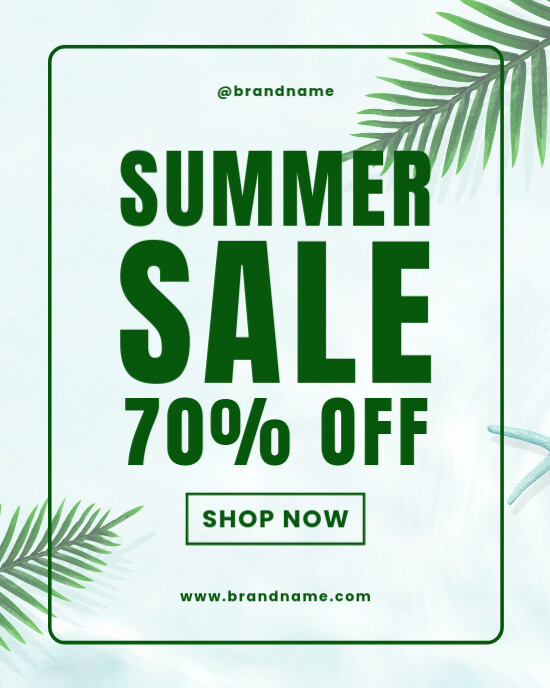 White Green Tropical Typographic Summer Sale Promotional Offer Discount Deal Instagram Portrait template
