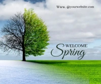 White green welcome spring flyer design Средний прямоугольник template