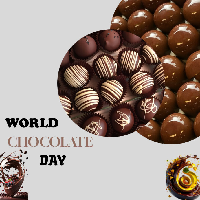 Plantilla de White grey Joyful World Chocolate Day Instagr | PosterMyWall