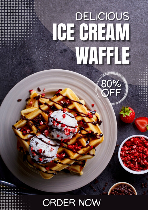 Waffle Flyer.pdf Plantilla de White Grey Modern Waffle Promotion Flyer | PosterMyWall