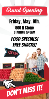 White  Grocery Store Grand Opening Roll Up Banner Roll Up Banner 3' × 6' template