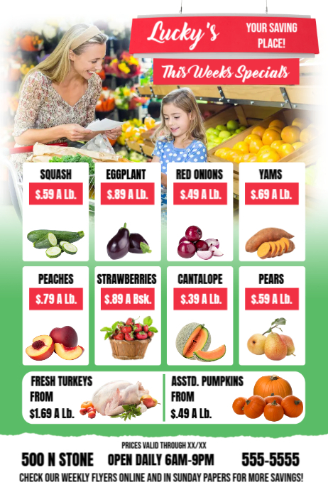 Store Ad White Grocery Store Weekly Sales Ad Poster Template | PosterMyWall