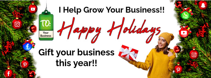 White  Grow Your Business Happy Holiday Facebook Cover Photo template