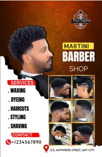 White Grunge Barber Shop Tabloid flyer template