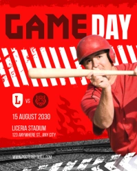 White Grunge Baseball Game Day Instagram Portrait template