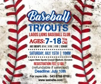 White Grunge Baseball Tryouts  Medium Rectangle template