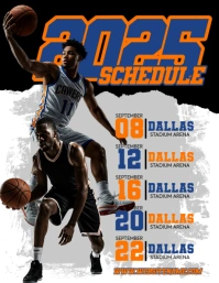 White Grunge Basketball Schedule Flyer (us Letter) template