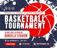 White Grunge Basketball Tournament Facebook Post Большой прямоугольник template