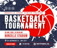 White Grunge Basketball Tournament Facebook Post Large Rectangle template