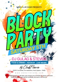 White Grunge Block Party A5 template